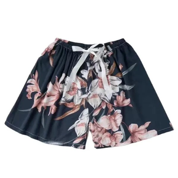 2023 Summer Women’s Shorts Pajamas Large Size Loose Floral Printed Sleepwear Girls Home Pants Beach Bottoms Cute Sleep Clothes 2