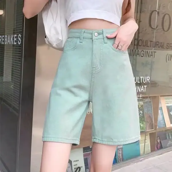 Women's High Waist Wide Leg Denim Shorts: Fashionable Streetwear Summer Shorts - Image 5