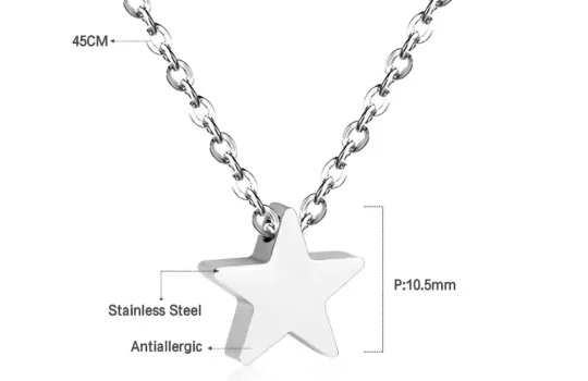 LUXUKISSKIDS Heart Star Moon Pendant Necklaces Tiny Charms Stainless Steel Choker Women/Girls Y2K Sweater Boho Jewelry Collares – 293s 4