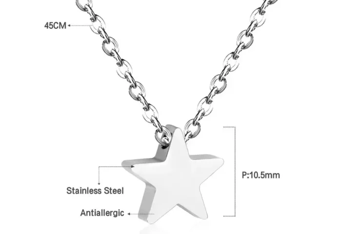 LUXUKISSKIDS Heart Star Moon Pendant Necklaces Tiny Charms Stainless Steel Choker Women/Girls Y2K Sweater Boho Jewelry Collares – 293s 4