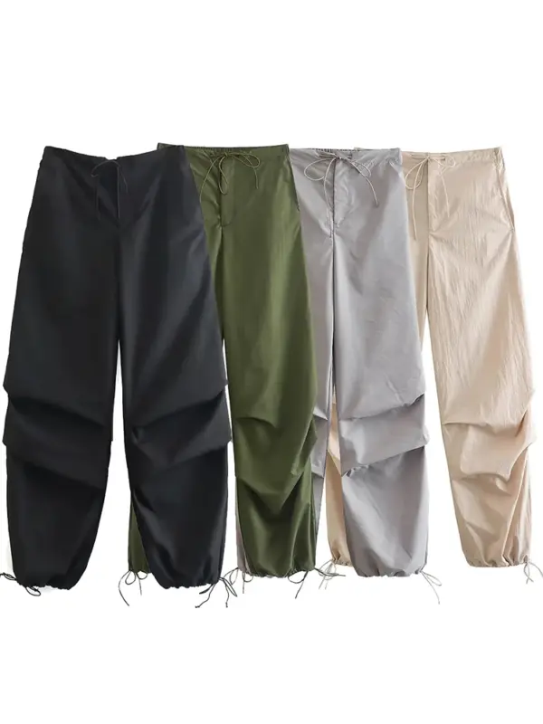 High-Elastic waist Women's Parachute Cargo Pants: trendy fashionable joggers. - Image 2