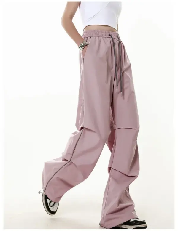 High-Elastic waist Women's Parachute Cargo Pants: trendy fashionable joggers. - Image 3