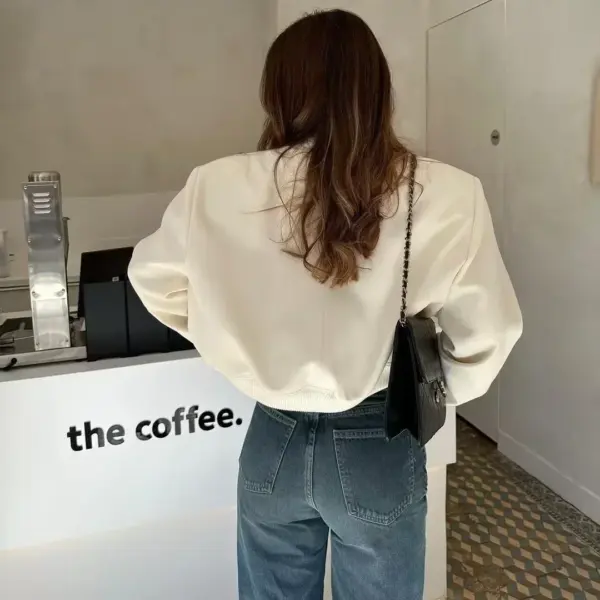 2025 Women's Buttoned Bomber Jacket: Long Sleeve Solid Y2K Top - Image 5