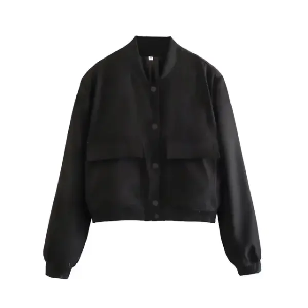 2025 Women's Buttoned Bomber Jacket: Long Sleeve Solid Y2K Top - Image 8