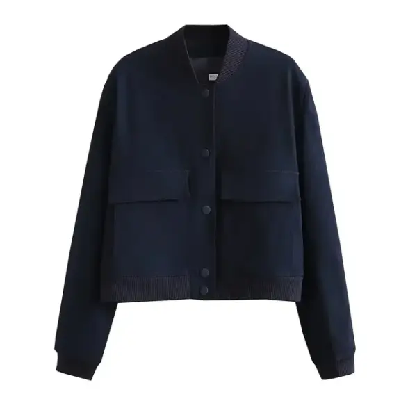 2025 Women's Buttoned Bomber Jacket: Long Sleeve Solid Y2K Top - Image 7