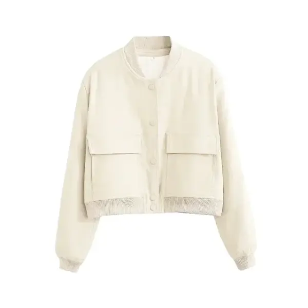 2025 Women's Buttoned Bomber Jacket: Long Sleeve Solid Y2K Top - Image 14