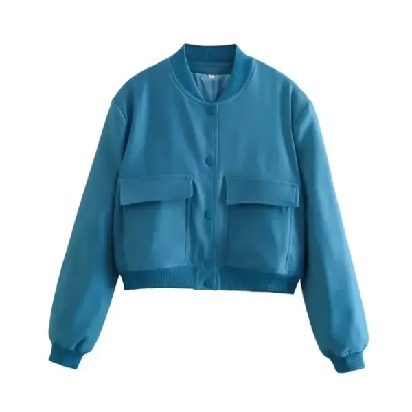 2025 Women's Buttoned Bomber Jacket: Long Sleeve Solid Y2K Top - Image 15