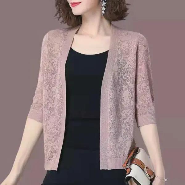 Women's Spring/Summer Lace Jacket: Long-Sleeved Shirt Blouse - Image 5