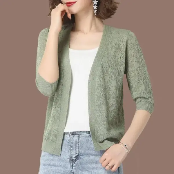 Women's Spring/Summer Lace Jacket: Long-Sleeved Shirt Blouse