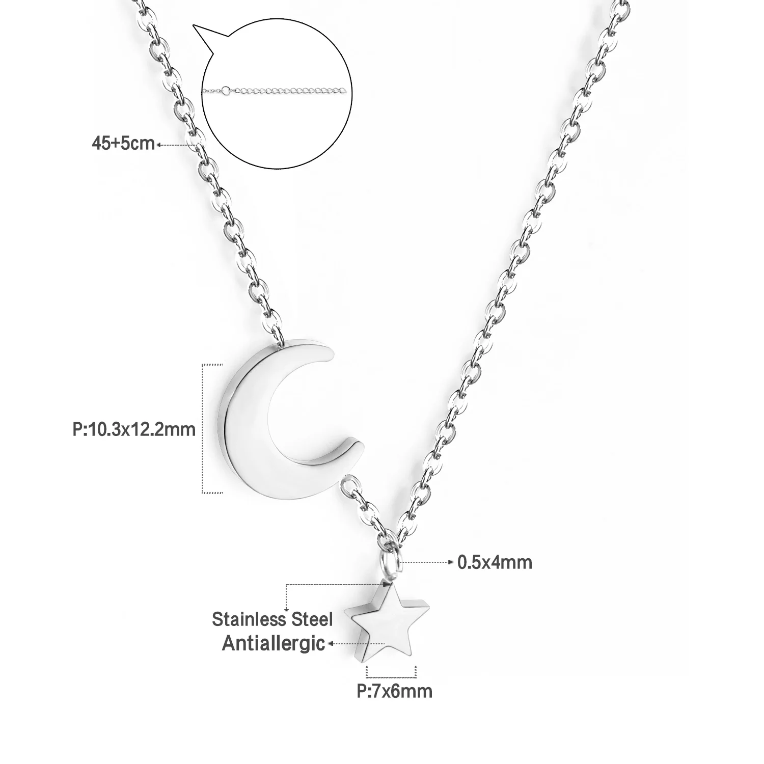 LUXUKISSKIDS Heart Star Moon Pendant Necklaces Tiny Charms Stainless Steel Choker Women/Girls Y2K Sweater Boho Jewelry Collares – 430S 12