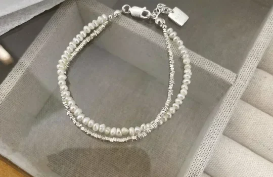 925 Sterling Silver Bracelet Partial Pearls Knots Bracelet for Women Fashion Luxury Design Bead Jewelry Charm Bracelet Gift – Pearl 02 11
