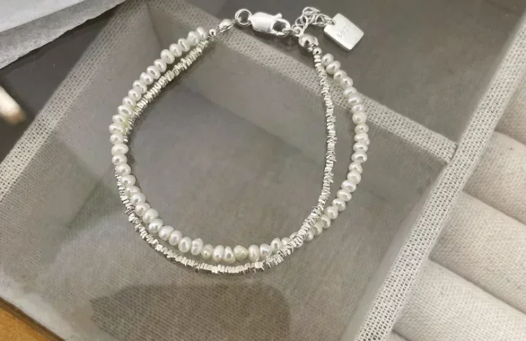925 Sterling Silver Bracelet Partial Pearls Knots Bracelet for Women Fashion Luxury Design Bead Jewelry Charm Bracelet Gift – Pearl 02 11