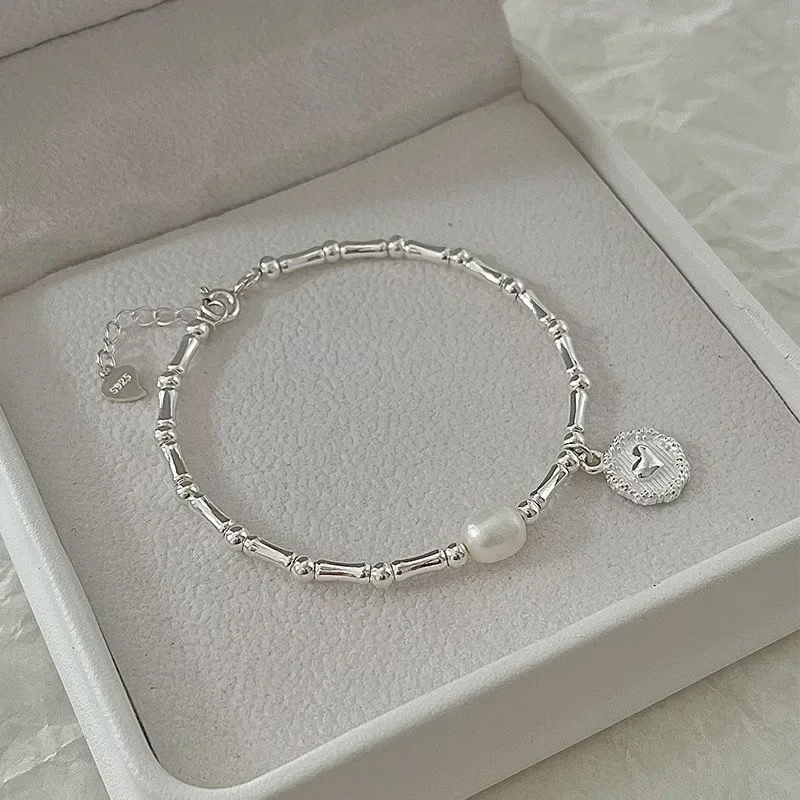 925 Sterling Silver Bracelet Partial Pearls Knots Bracelet for Women Fashion Luxury Design Bead Jewelry Charm Bracelet Gift – Pearl bracelet 12