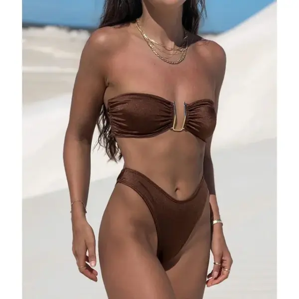 Sexy Solid Color Bikini Set: Women's Two Piece Swimsuit for 2024 Biquini - Image 7