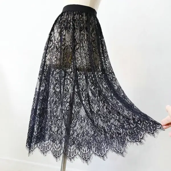 High Waist Lace Mesh Mini Skirt: Sexy Black/White Tulle Skirt - Image 2