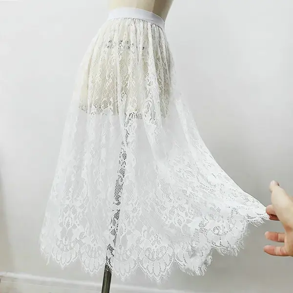 High Waist Lace Mesh Mini Skirt: Sexy Black/White Tulle Skirt - Image 3