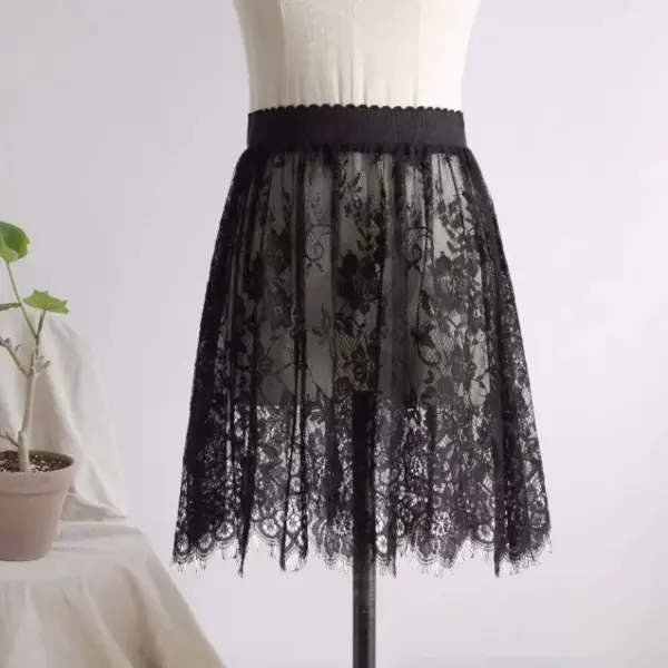 High Waist Lace Mesh Mini Skirt: Sexy Black/White Tulle Skirt - Image 4