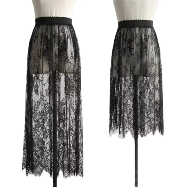 High Waist Lace Mesh Mini Skirt: Sexy Black/White Tulle Skirt - Image 5
