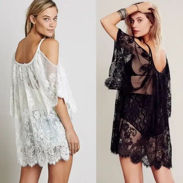 Women’s Beach Dress: Loose Lace Crochet Bikini Cover-Up - Image 2