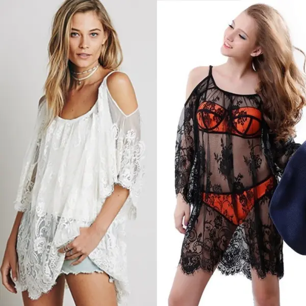 Women’s Beach Dress: Loose Lace Crochet Bikini Cover-Up - Image 6
