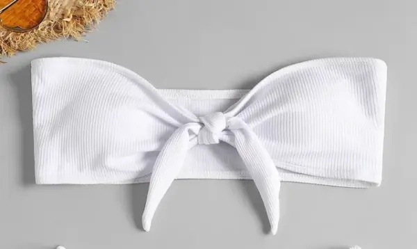 Women's Sexy Tube Top Split Bikini Set with Bow Detail - Image 8
