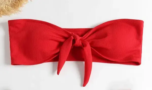 Women's Sexy Tube Top Split Bikini Set with Bow Detail - Image 10