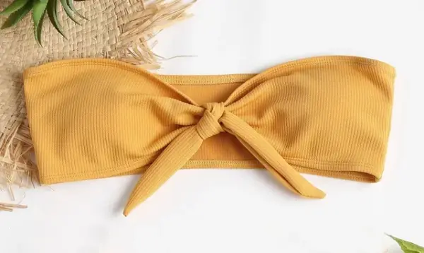 Women's Sexy Tube Top Split Bikini Set with Bow Detail - Image 14
