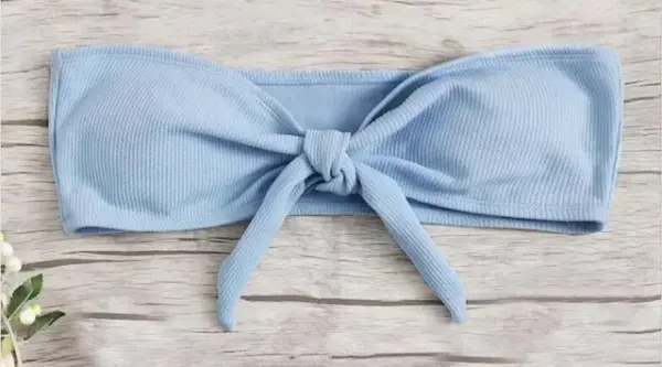 Women's Sexy Tube Top Split Bikini Set with Bow Detail - Image 16