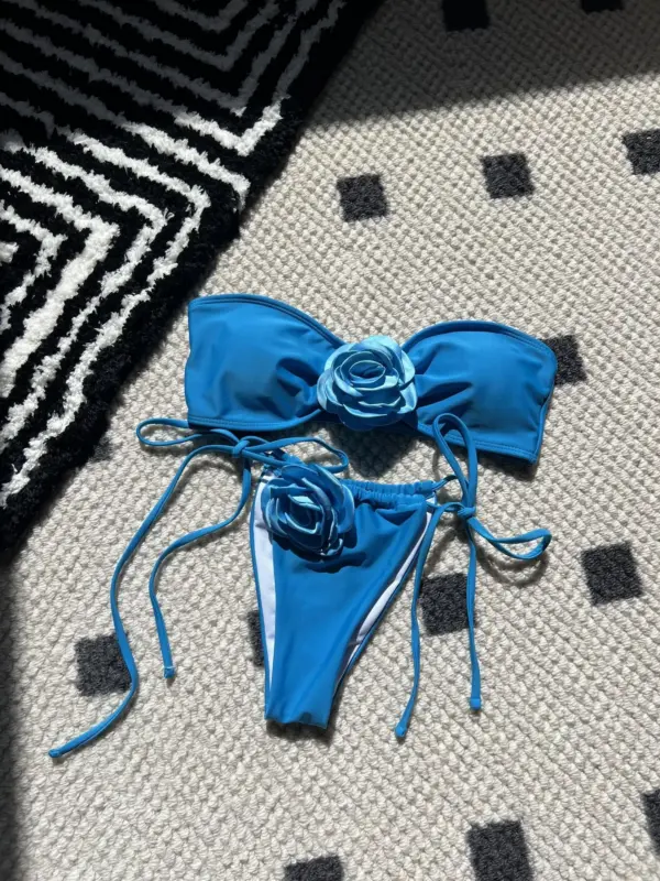 Sexy 2025 Summer Women’s Biquini Set - Strapless Brazilian Thong, Solid Color - Image 3