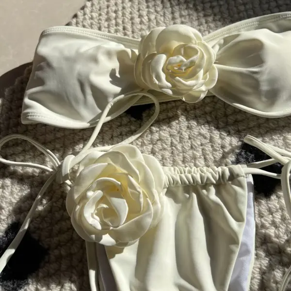 Sexy 2025 Summer Women’s Biquini Set - Strapless Brazilian Thong, Solid Color - Image 4