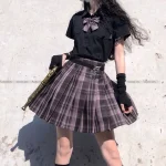 Full set New School Girl Uniform Pleated Skirts Japanese School Uniform High Waist A-Line Plaid Skirt Sexy JK Uniforms for Woman