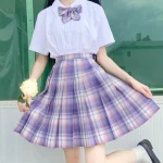 Full set New School Girl Uniform Pleated Skirts Japanese School Uniform High Waist A-Line Plaid Skirt Sexy JK Uniforms for Woman
