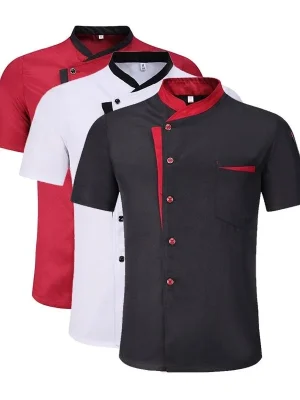 Classic Style Men Women Restaurant Kitchen Canteen Chef Uniform  Sleeves Chef Jacket Waiter Works Clothes