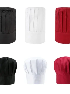 Men Kitchen Elastic Cap Hotel Restaurant Kitchen Chef High Hats Catering Serve Bakery Cake Shop Breathable Cook Medium Hat