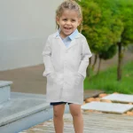 1pc Polyester Lab Coat Kids Lab Uniform Long Sleeve White Doctor Coat For Science Experiments Kids Cosplay Scientists Costume