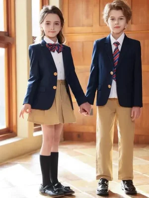 High School Uniform British Winter Jacket Suit Student Young Include Blazer Shirt Skirt 180