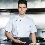 Quality Chef Waiter Uniform Short Sleeve Kitchen Restaurant Cook Chef   Shirt  Sushi Costumes Chef Coat