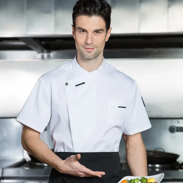 Quality Chef Waiter Uniform Short Sleeve Kitchen Restaurant Cook Chef   Shirt  Sushi Costumes Chef Coat