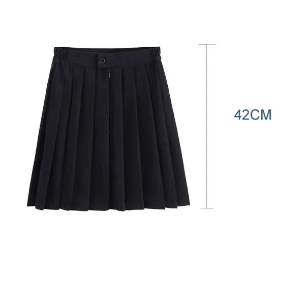 School Girls Student Uniform Black Pleated Skirts Elastic Waist Japanese Style Women Cosplay Cosutme Base Preppy Style