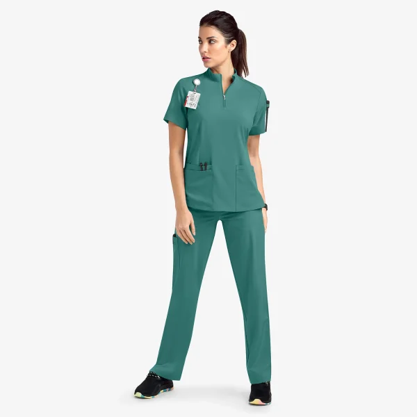 New Nurse Women Casual Short Sleeved Apparel Top Pharmacy Working Medical Hospital Doctor Nursing Uniform Stand-up collar Zipper