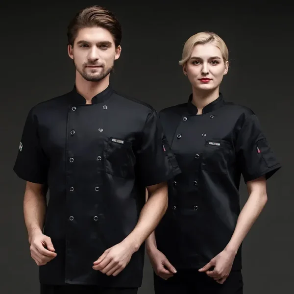 Summer Hotel Restaurant Cafeteri Back Kitchen Breathable Mesh Chef Work Uniform for Men and Women Short Sleeved
