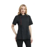 Unisex Chef Uniform Kitchen Hotel Restaurant Bakery Cook Work Clothes Short Sleeve Shirt Chef Jacket Tops for Waiter Overalls