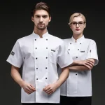 Summer Hotel Restaurant Cafeteri Back Kitchen Breathable Mesh Chef Work Uniform for Men and Women Short Sleeved