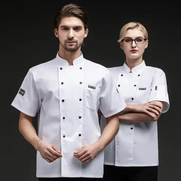 Summer Hotel Restaurant Cafeteri Back Kitchen Breathable Mesh Chef Work Uniform for Men and Women Short Sleeved