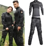 Outdoor Uniform Tactical Suits Shirts Outfit Men Clothing Wear resistant Tops Airsof Cargo Pants Camo Hunting Pant +Pads