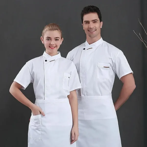 Quality Chef Waiter Uniform Short Sleeve Kitchen Restaurant Cook Chef   Shirt  Sushi Costumes Chef Coat