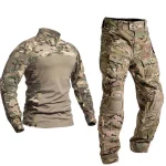 Outdoor Uniform Tactical Suits Shirts Outfit Men Clothing Wear resistant Tops Airsof Cargo Pants Camo Hunting Pant +Pads