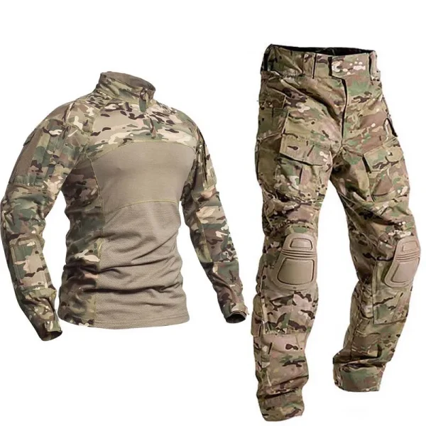 Outdoor Uniform Tactical Suits Shirts Outfit Men Clothing Wear resistant Tops Airsof Cargo Pants Camo Hunting Pant +Pads