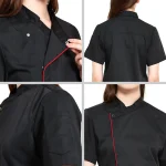 Unisex Chef Uniform Kitchen Hotel Restaurant Bakery Cook Work Clothes Short Sleeve Shirt Chef Jacket Tops for Waiter Overalls
