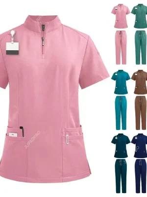 Unisex Medical Uniforms for V-neck Nurse Scurbs Set Women Hospital Doctor Workwear Oral Dental Surgery Work Uniform Short Sleeve